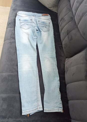 Düz Mavi Denim Kadın Pantolon - Görsel 2