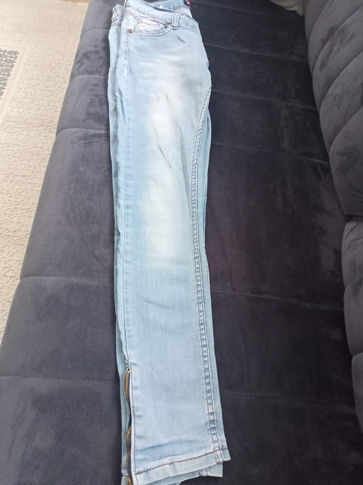 Düz Mavi Denim Kadın Pantolon - Görsel 3