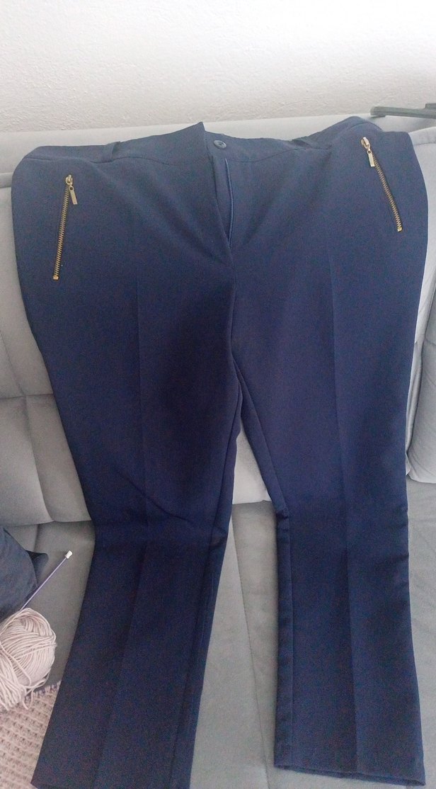 Mavi Kadın Kumaş Pantolon, Normal Boy, Fermuarlı - Görsel 2