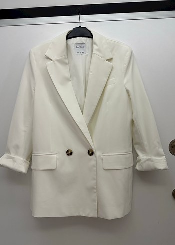 Düğmeli Beyaz Kadın Blazer Ceket