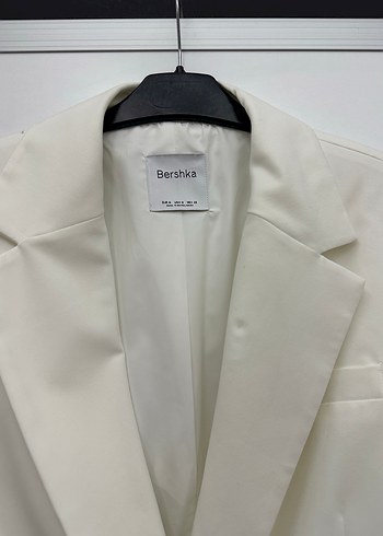 m Beden Düğmeli Beyaz Kadın Blazer Ceket