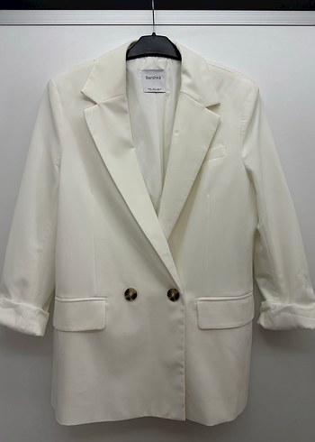 Bershka Düğmeli Beyaz Kadın Blazer Ceket