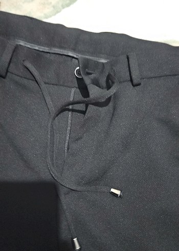 Kemer Detaylı Siyah erkek Kumaş Pantolon - Görsel 4