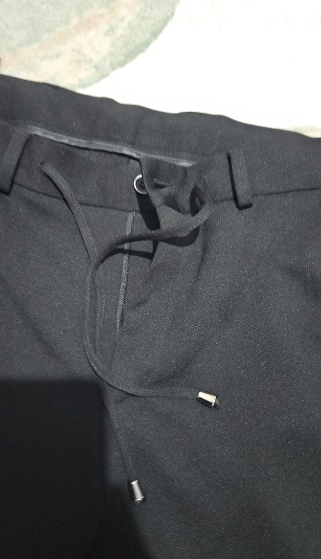 Kemer Detaylı Siyah erkek Kumaş Pantolon - Görsel 4