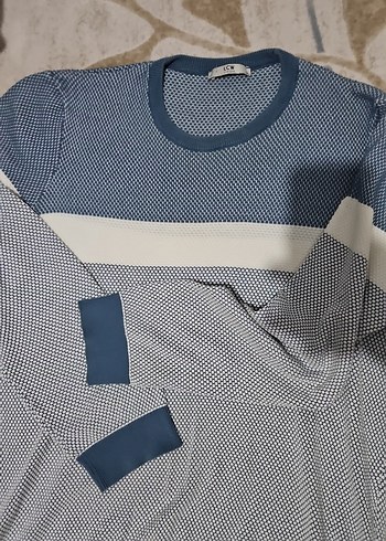 Gri mavi Erkek Örgü Triko Kazak - Görsel 2