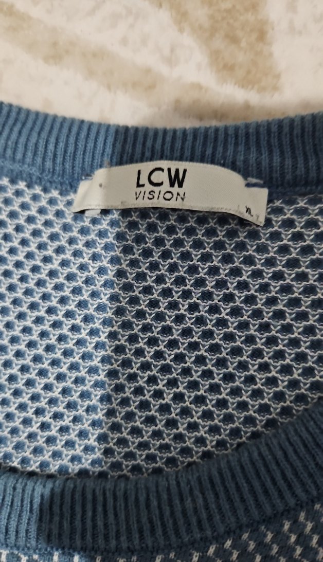 Gri mavi Erkek Örgü Triko Kazak - Görsel 3