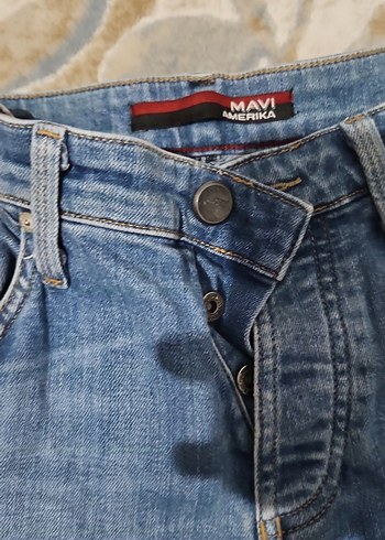 Mavi Bol Kesim Kot Pantolon - Görsel 3