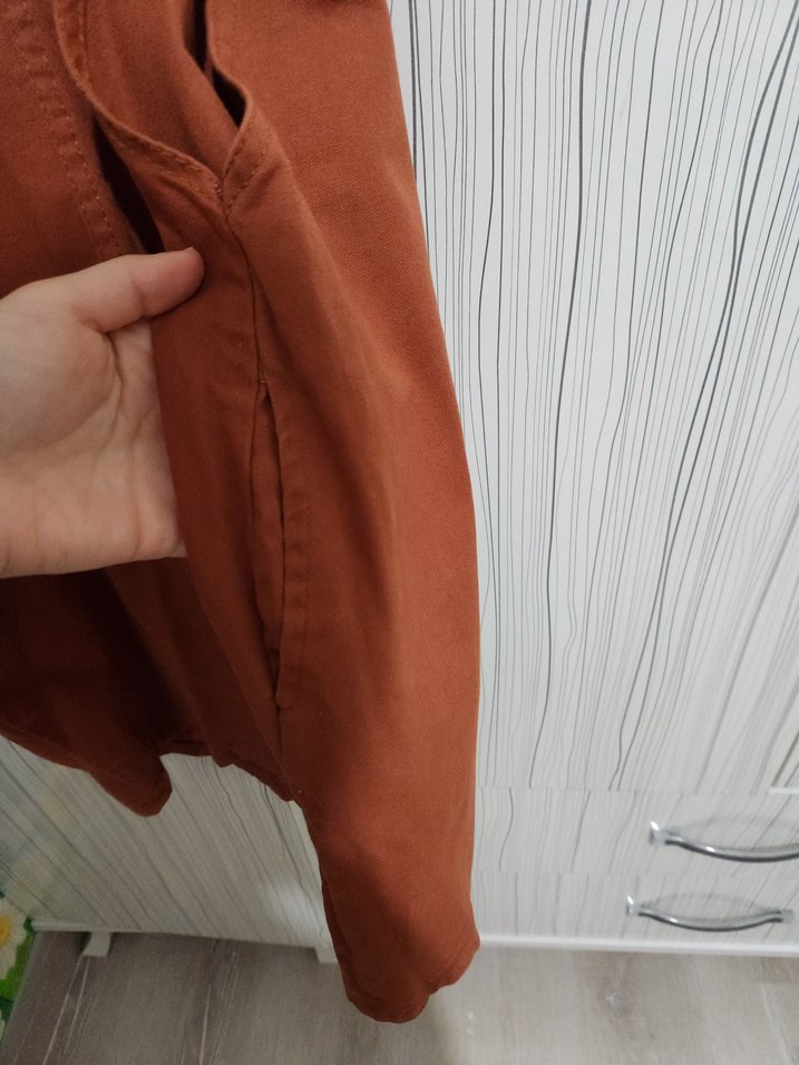 Kiremit Renkli Askılı Midi Kısa Tulum - Görsel 3