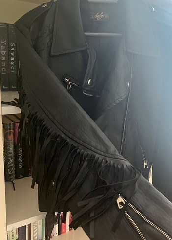 Siyah Deri Kadın Biker Ceket - Görsel 2