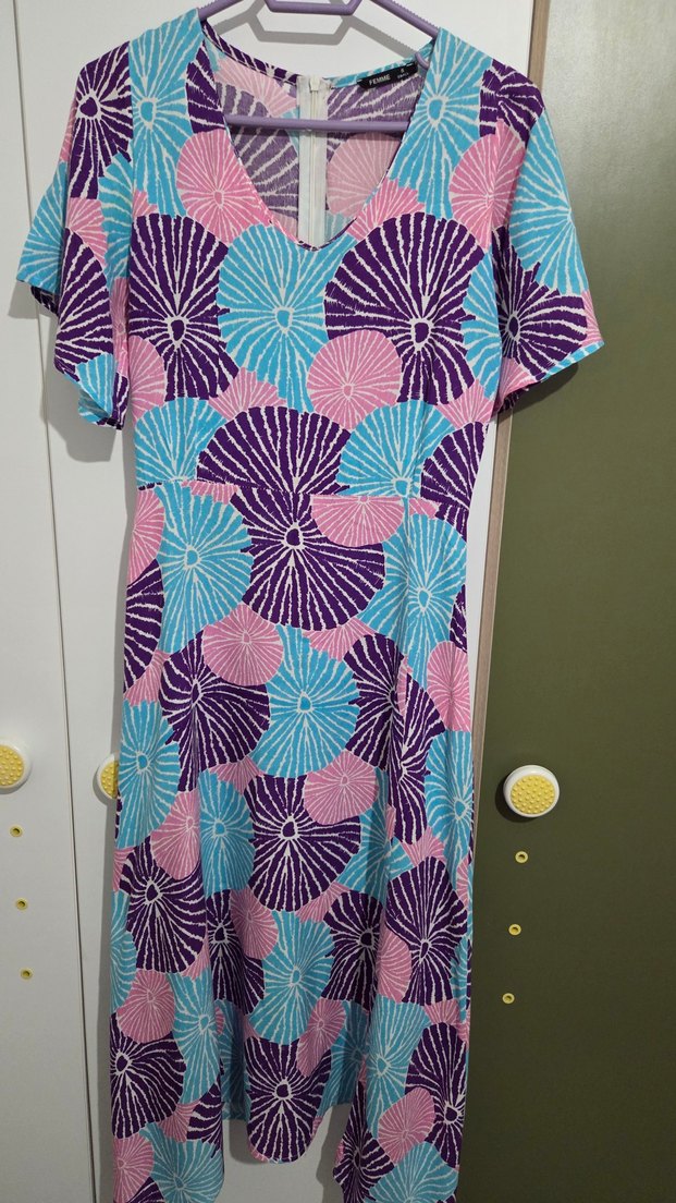 Bohem V Yaka Uzun yazlık Elbise - Görsel 2