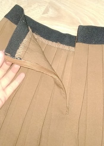 Bej Pilili Mini Etek - Görsel 3