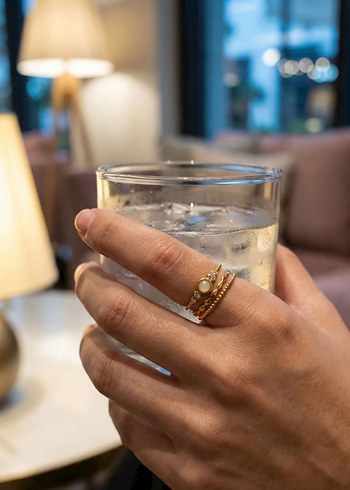 İnci Detaylı Altın Renkli Vintage Yüzük - Görsel 9