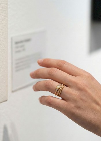 İnci Detaylı Altın Renkli Vintage Yüzük - Görsel 8