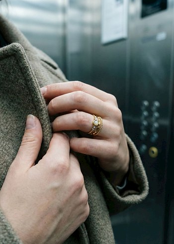 İnci Detaylı Altın Renkli Vintage Yüzük - Görsel 6