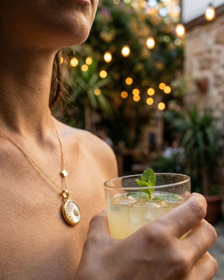 Altın Renk Mini Zincir Detaylı Kadın Kolye - Görsel 5