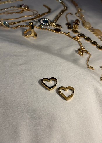 Altın Kalp Küpeler - Görsel 2