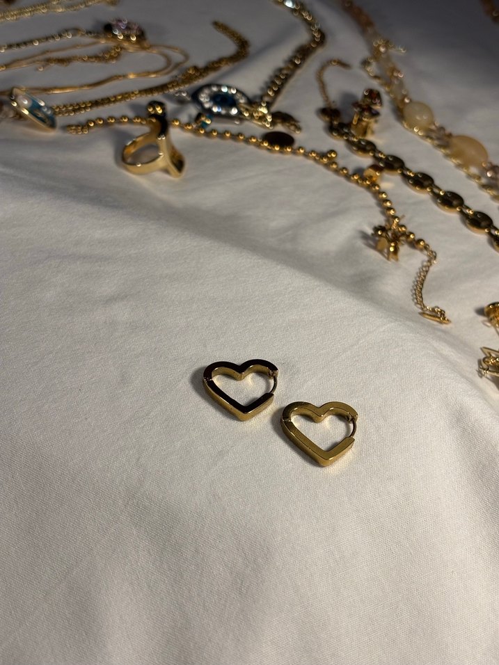 Altın Kalp Küpeler - Görsel 2