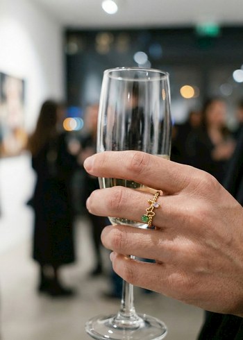 Vintage Yeşil Boncuklu Altın Renkli Kadın Yüzük - Görsel 7