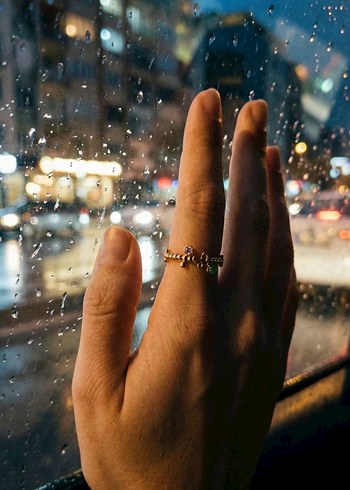 Vintage Yeşil Boncuklu Altın Renkli Kadın Yüzük - Görsel 5