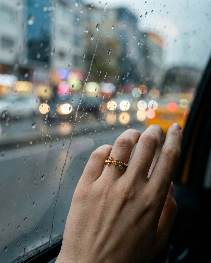 Vintage Yeşil Boncuklu Altın Renkli Kadın Yüzük - Görsel 3