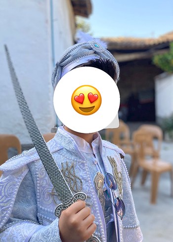 Beyaz Etnik Desenli Çocuk Kaftanı - Görsel 2