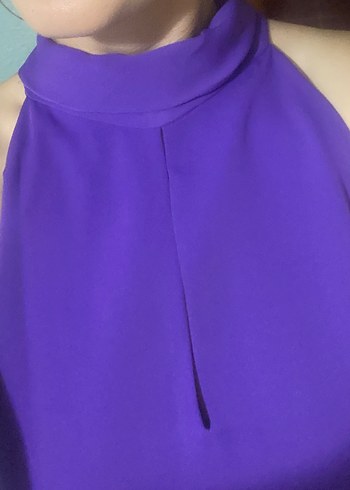 Mürdüm Yüksek Yakalı  Midi Elbise - Görsel 3