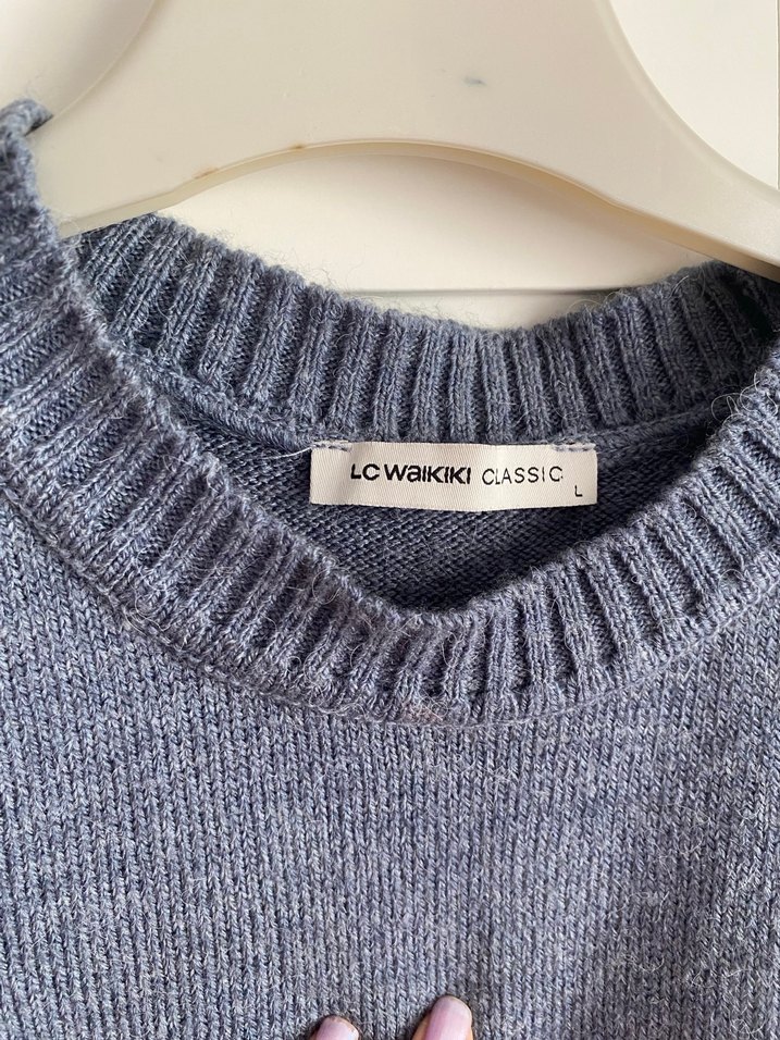 Gri Kadın Triko Süveter - Görsel 3