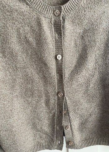 Düğmeli Bej Kadın Midi Hırka - Görsel 4