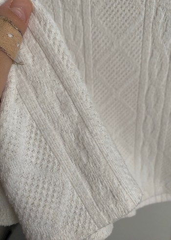 Beyaz Örgü Boğazlı Kadın Kazak - Görsel 3