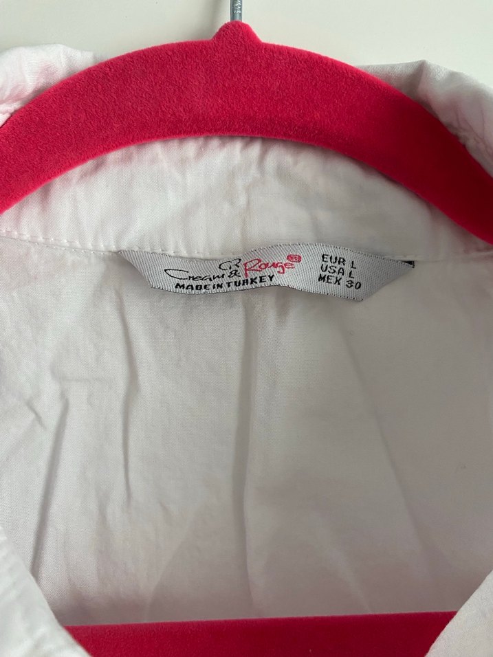 Düğmeli Beyaz lacivert Kadın Gömlek - Görsel 4