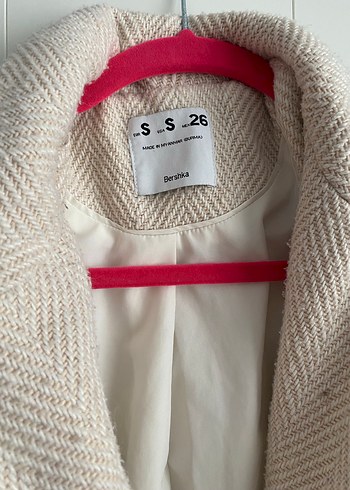 Bej Midi Yünlü Düğmeli Kaban - Görsel 2