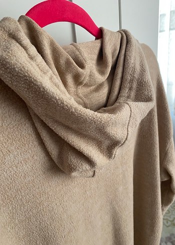 Bej Kadın Triko Midi Elbise Kapüşonlu - Görsel 4