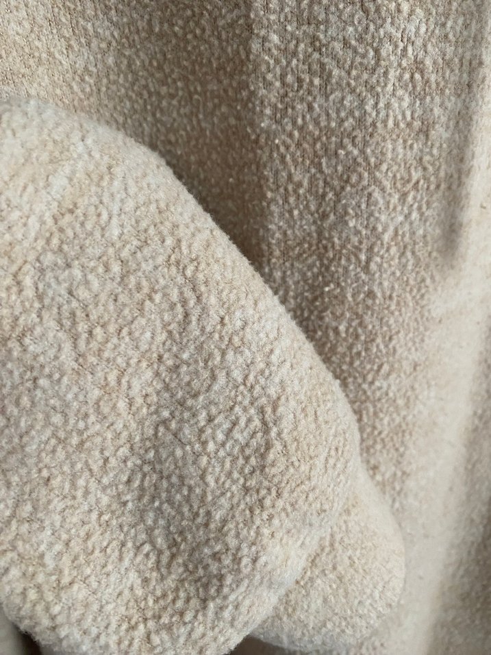 Bej Kadın Triko Midi Elbise Kapüşonlu - Görsel 2