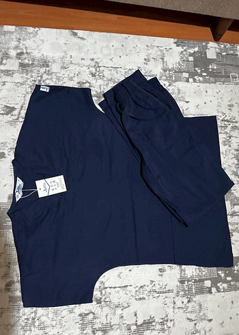 etiketli unısex doktor hemşire forması pamuklu lacivert scrubs - Görsel 2