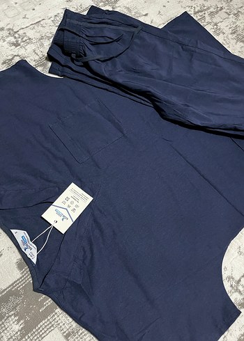 etiketli unısex doktor hemşire forması pamuklu lacivert scrubs - Görsel 4