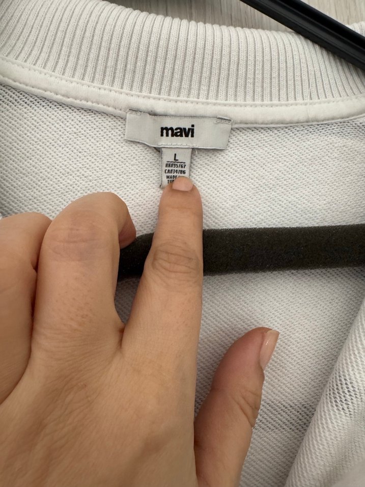 Mavi Düğmesiz Pamuklu Kadın Sweatshirt - Görsel 4