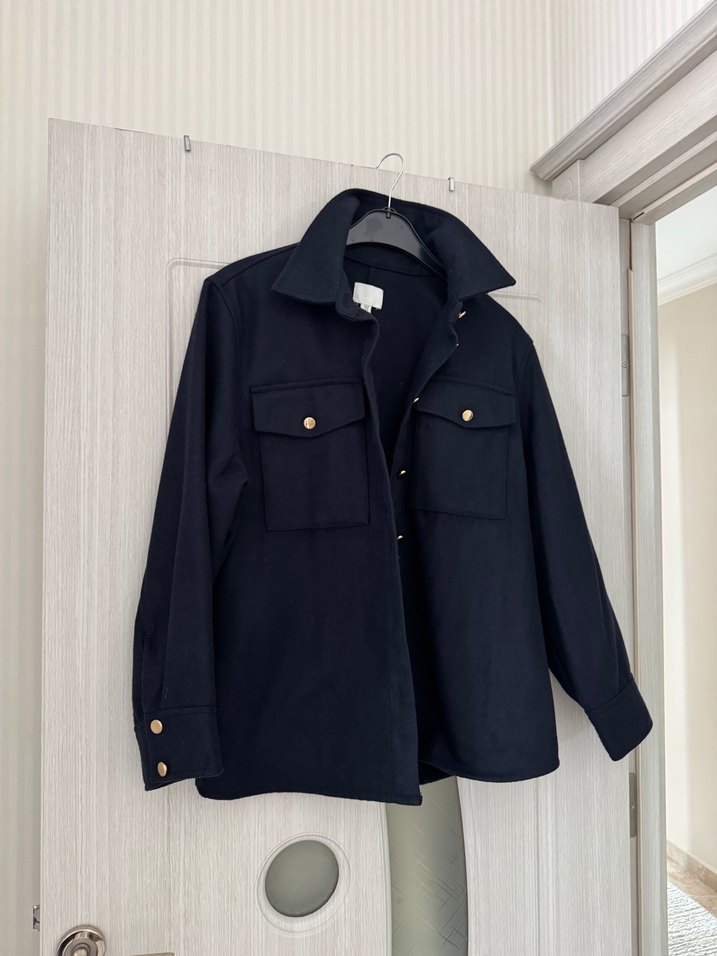 H&M Düğmeli Lacivert Kadın Midi Ceket - Görsel 2