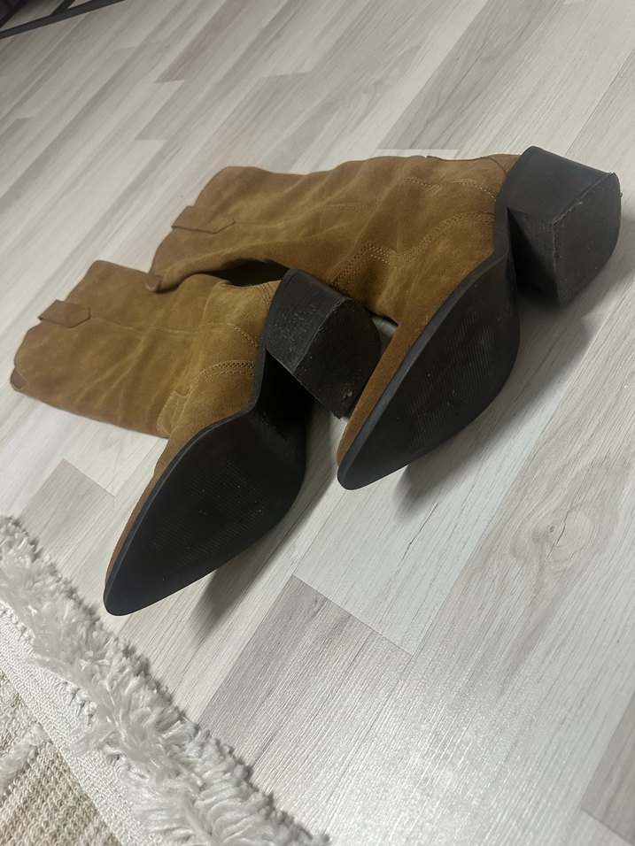 Kahverengi Süet Kadın Dolgu Topuklu çizme - Görsel 5