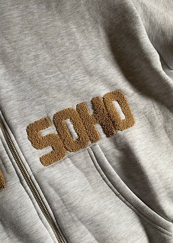 Gri Kapüşonlu Kadın Süet Sweatshirt - Görsel 3