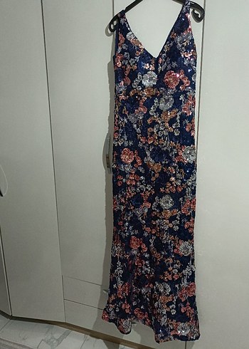 Çok Renkli Payetli Uzun Abiye Elbise - Görsel 5