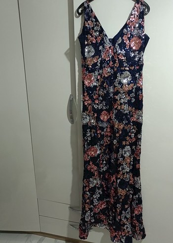 Çok Renkli Payetli Uzun Abiye Elbise - Görsel 4