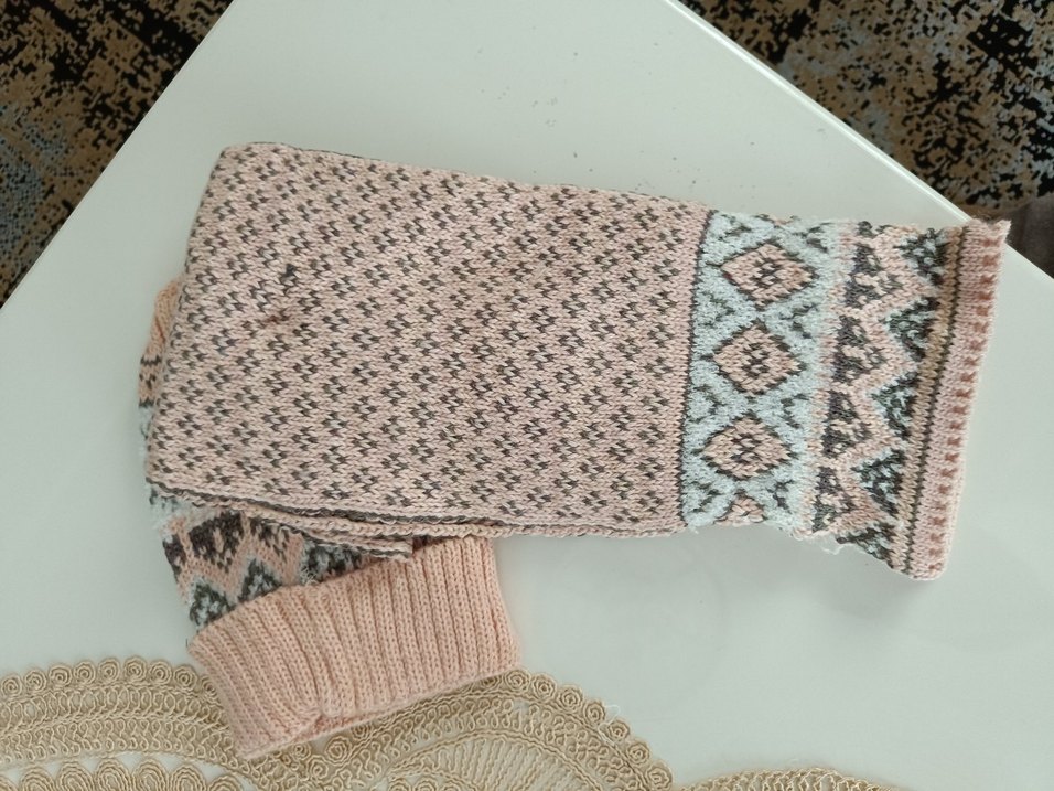 Renkli Nakışlı Örgü Kız Eldiveni - Görsel 2