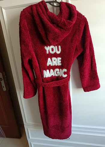 HER BEDEN SİYAH İNCİ Bordo Kapüşonlu Sabahlık - Görsel 2