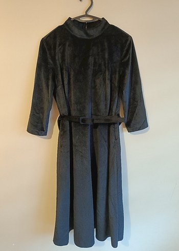 Chima Marka Siyah Midi Kadife Elbise - Görsel 2