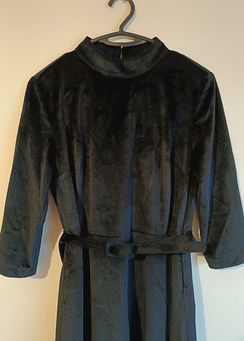 Chima Marka Siyah Midi Kadife Elbise - Görsel 3