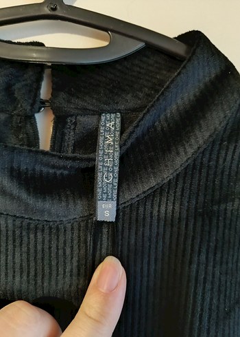 Chima Marka Siyah Midi Kadife Elbise - Görsel 4