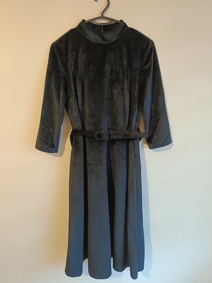 Chima Marka Siyah Midi Kadife Elbise - Görsel 2