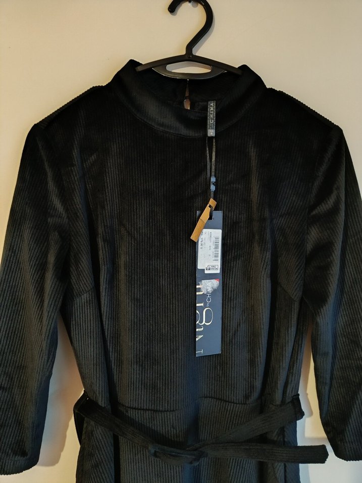 Chima Marka Siyah Midi Kadife Elbise - Görsel 5