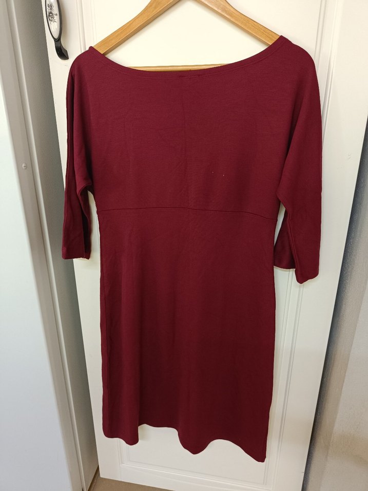 Bordo Kadın Midi Triko Elbise - Görsel 4