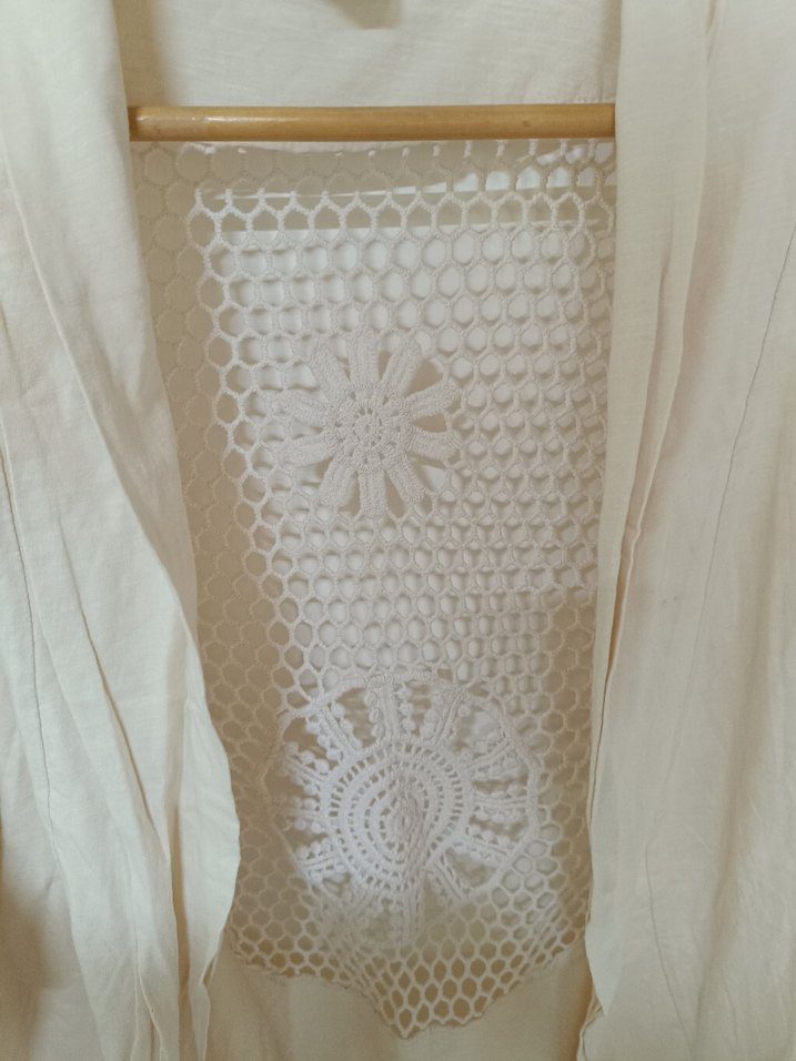 Dantel Detaylı Bej Midi Kadın Hırka - Görsel 2